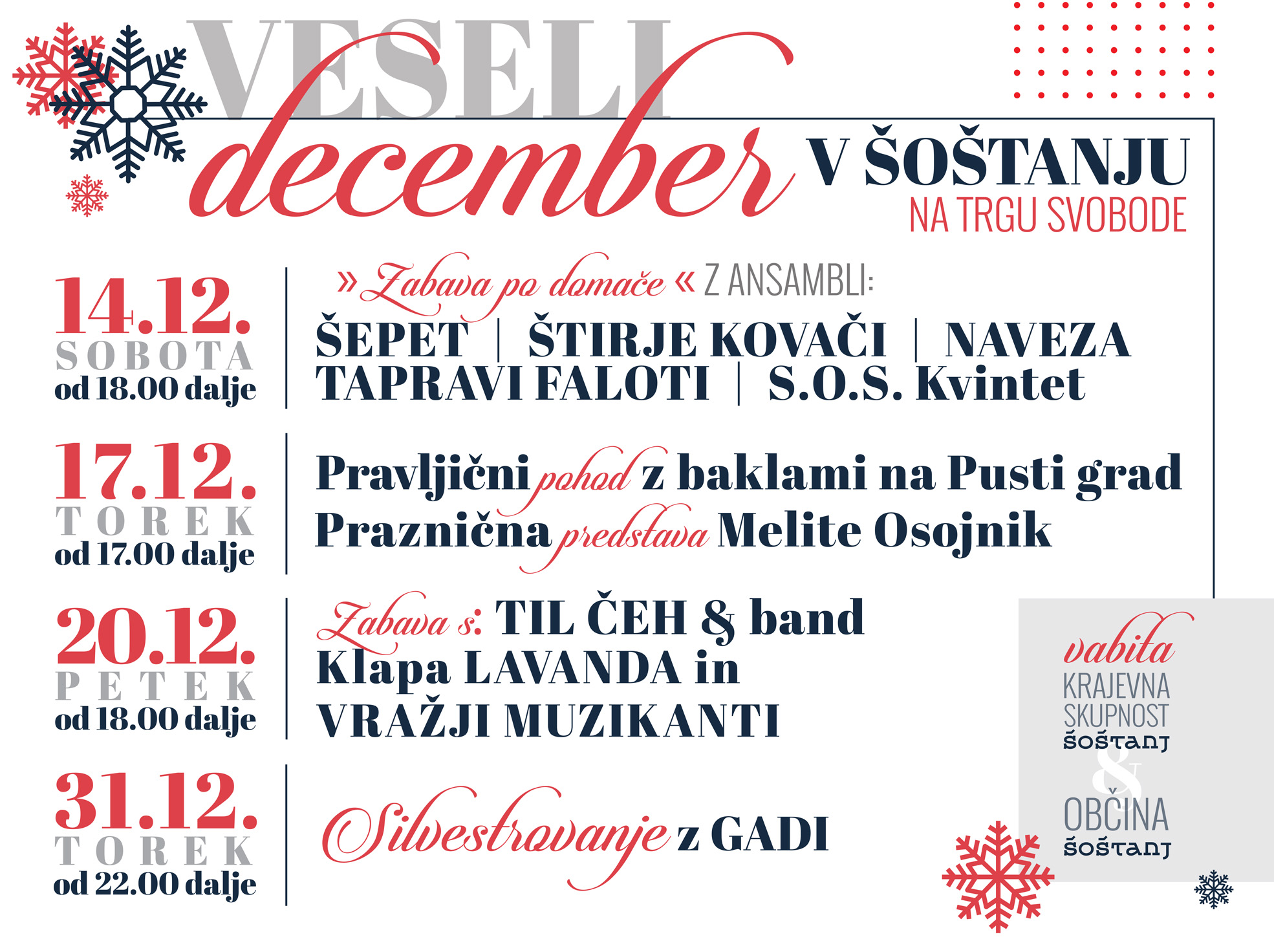 Veseli december tudi v Šoštanju