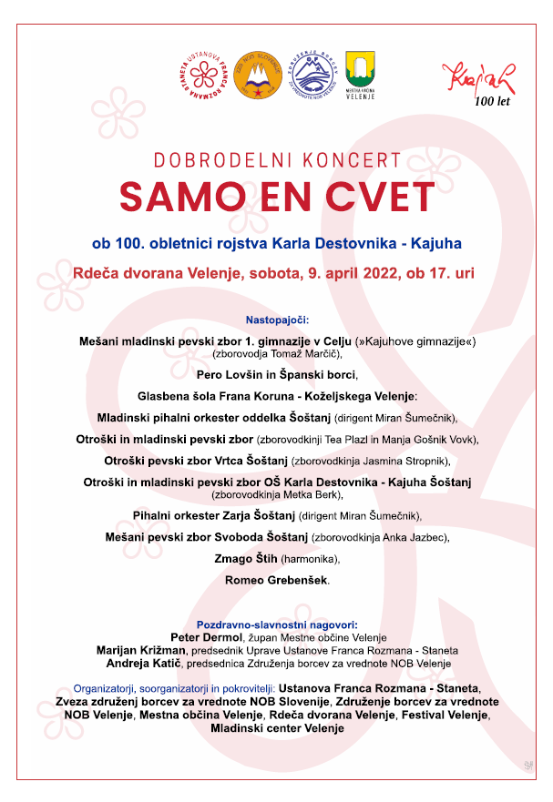 Velenje bo gostilo dobrodelni koncert Samo en cvet