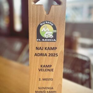 Camp Velenje v izboru Naj kamp Adria Slovenije 2025 osvojil 2. mesto med manjšimi kampi