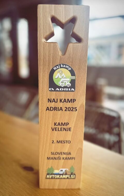 Camp Velenje v izboru Naj kamp Adria Slovenije 2025 osvojil 2. mesto med manjšimi kampi